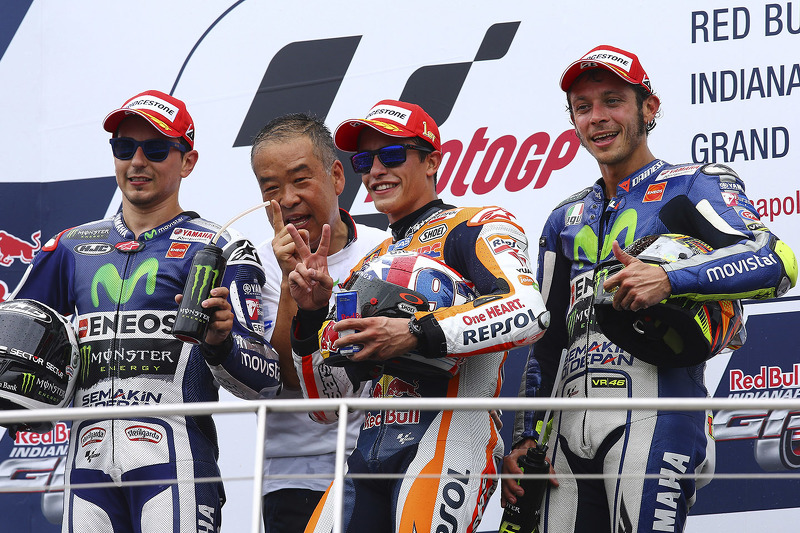 Podium: race winner Marc Marquez, Repsol Honda Team, second place Jorge Lorenzo, Yamaha Factory Raci