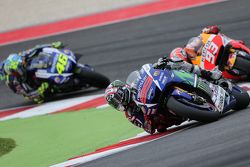 Jorge Lorenzo, Yamaha Factory Racing; Marc Marquez, Repsol Honda Team, und Valentino Rossi, Yamaha F