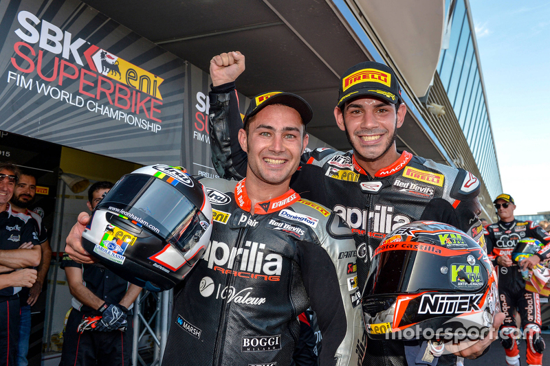 Leon Haslam, Aprilia Racing Team y Jordi Torres, Aprilia Racing Team