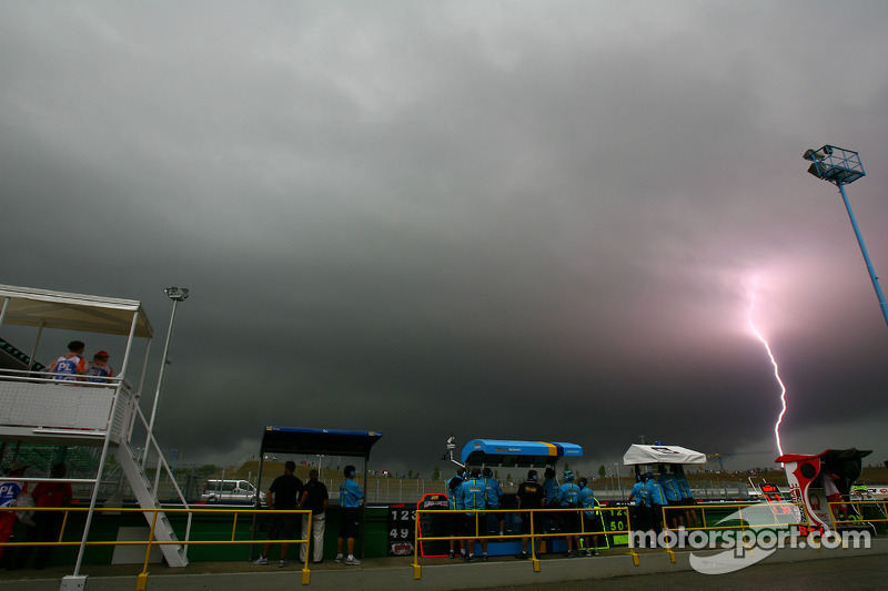 Lightning strikes near the circuit