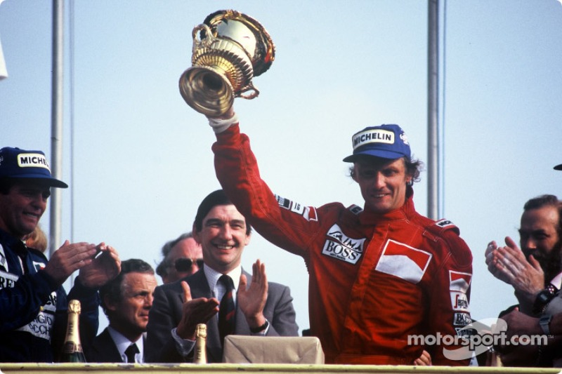 Podium: race winner Niki Lauda