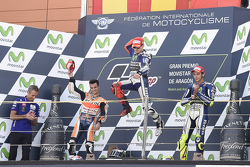 Dani Pedrosa, Repsol Honda Team y ganador Jorge Lorenzo y Valentino Rossi tercer lugar, Yamaha Facto
