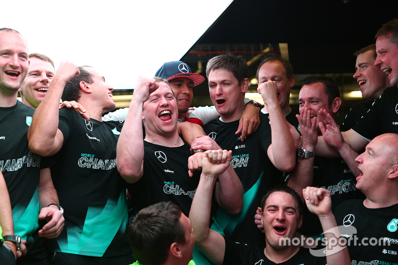 Lewis Hamilton, Mercedes AMG F1 Team celebrates his third world champion title