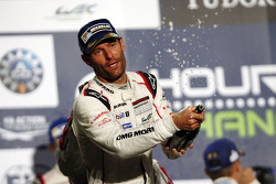 Podium: winners Mark Webber celebrates with Champagne