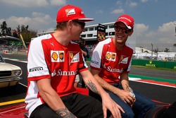 Kimi Raikkonen, Ferrari en Sebastian Vettel, Ferrari