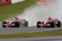 Lewis Hamilton, McLaren Mercedes overtakes Heikki Kovalainen, McLaren Mercedes