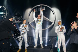 Winner Daniel Juncadella, second place Pascal Wehrlein, third place Lewis Hamilton, Mercedes AMG F2