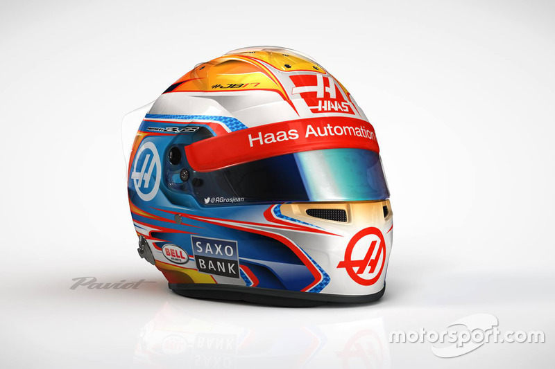 El casco de Romain Grosjean, Haas F1 Team