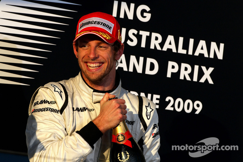 Podium: race winner Jenson Button, Brawn GP