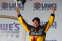 Victory lane: race winner Ron Hornaday celebrates