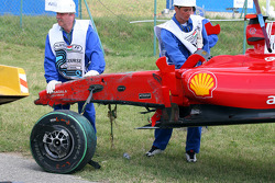 A Ferrari de Felipe Massa depois do acidente