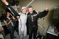 Jenson Button, BrawnGP, mit Teamchef Ross Brawn