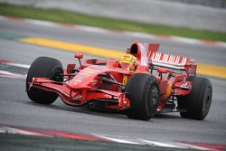 Valentino Rossi tests the Ferrari F2008