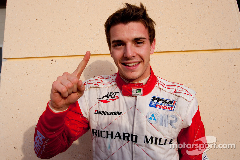 Jules Bianchi celebrates his first GP2 Asia pole position